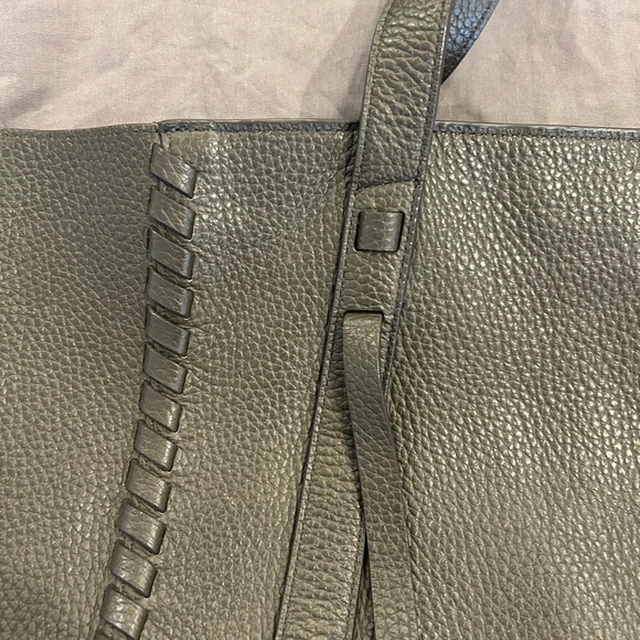 All Saints moss green leather tote with top zipper, pouch and original dust bag - Picture 13 of 17